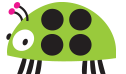 Ein grüner Marienkäfer mit 4 schwarzen Punkten